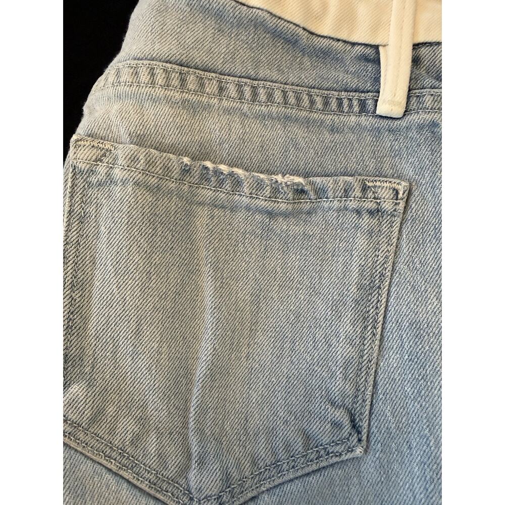 FRAME Le Crop Mini Boot Jeans Womens 24 Blue White Stripe Raw Hem Flare Cropped - Picture 12 of 16